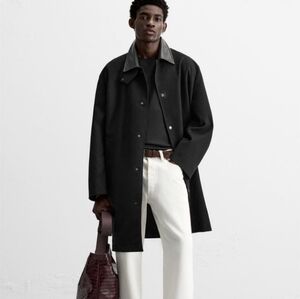 Zara Men Leather Collar Trench Limited Edition
